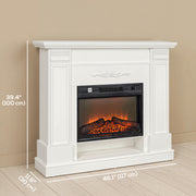 46" Electric Fireplace with Mantel and Shelf - White 1400W-Electric Fireplaces-DECOROLALA