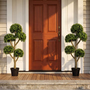46-Inch Artificial Boxwood Topiary Tree Fake Potted Boxwood Tree with 5 Ball-Shaped Topiaries-Artificial Plants-DECOROLALA