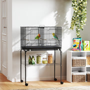 46" Large Bird Cage with Stand and Divider - Black Steel-Birds-DECOROLALA