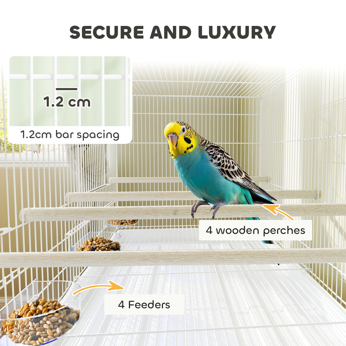 46" Large Bird Cage with Stand and Wheels - White Steel-Birds-DECOROLALA