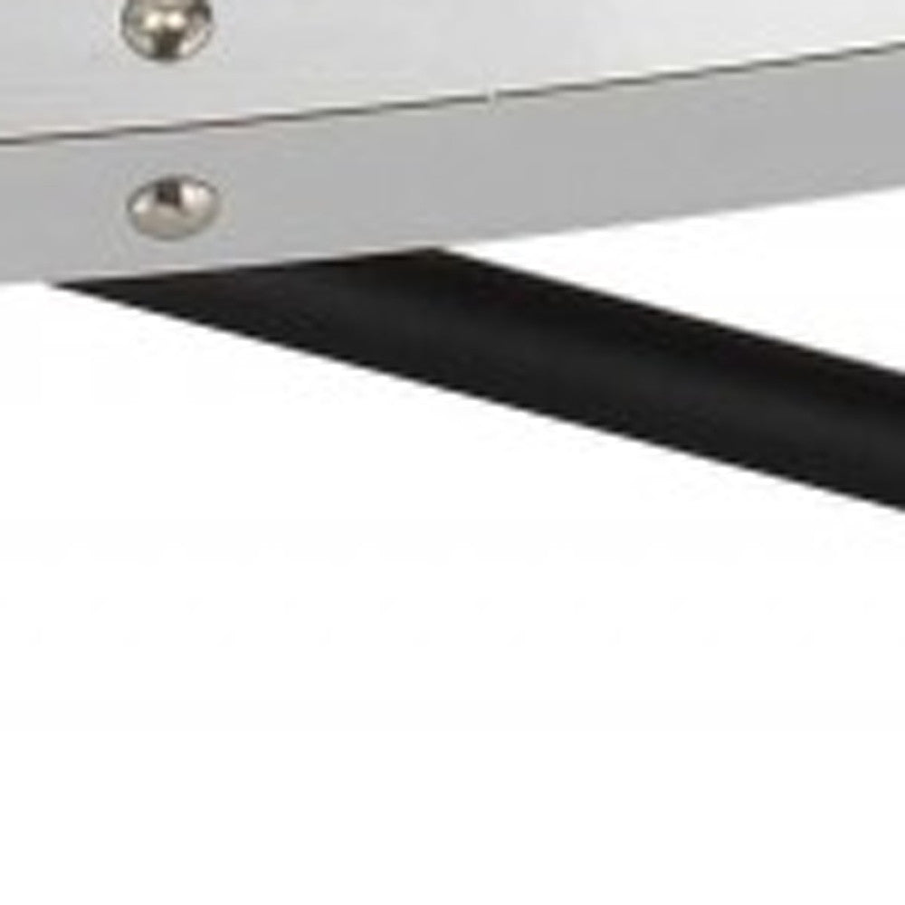 46" Natural and Black Wood And Iron Round Abstract Coffee Table-Coffee Tables-DECOROLALA