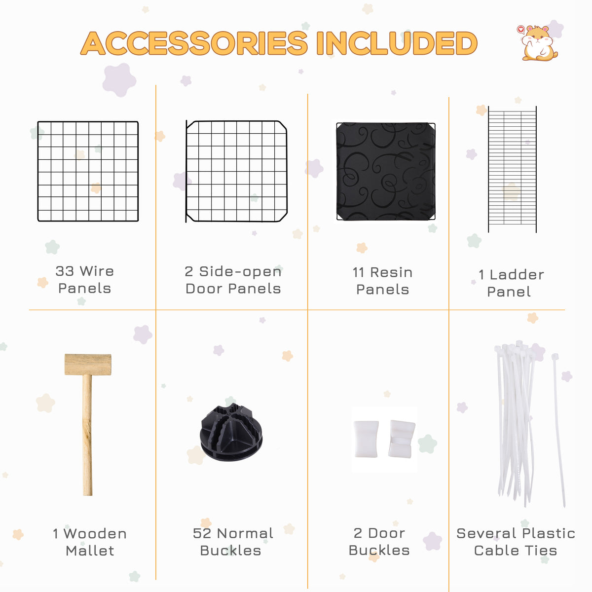 46-Panel DIY Small Animal Playpen - Black Steel Indoor Fence-Small Animals-DECOROLALA