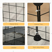 46-Panel DIY Small Animal Playpen - Black Steel Indoor Fence-Small Animals-DECOROLALA