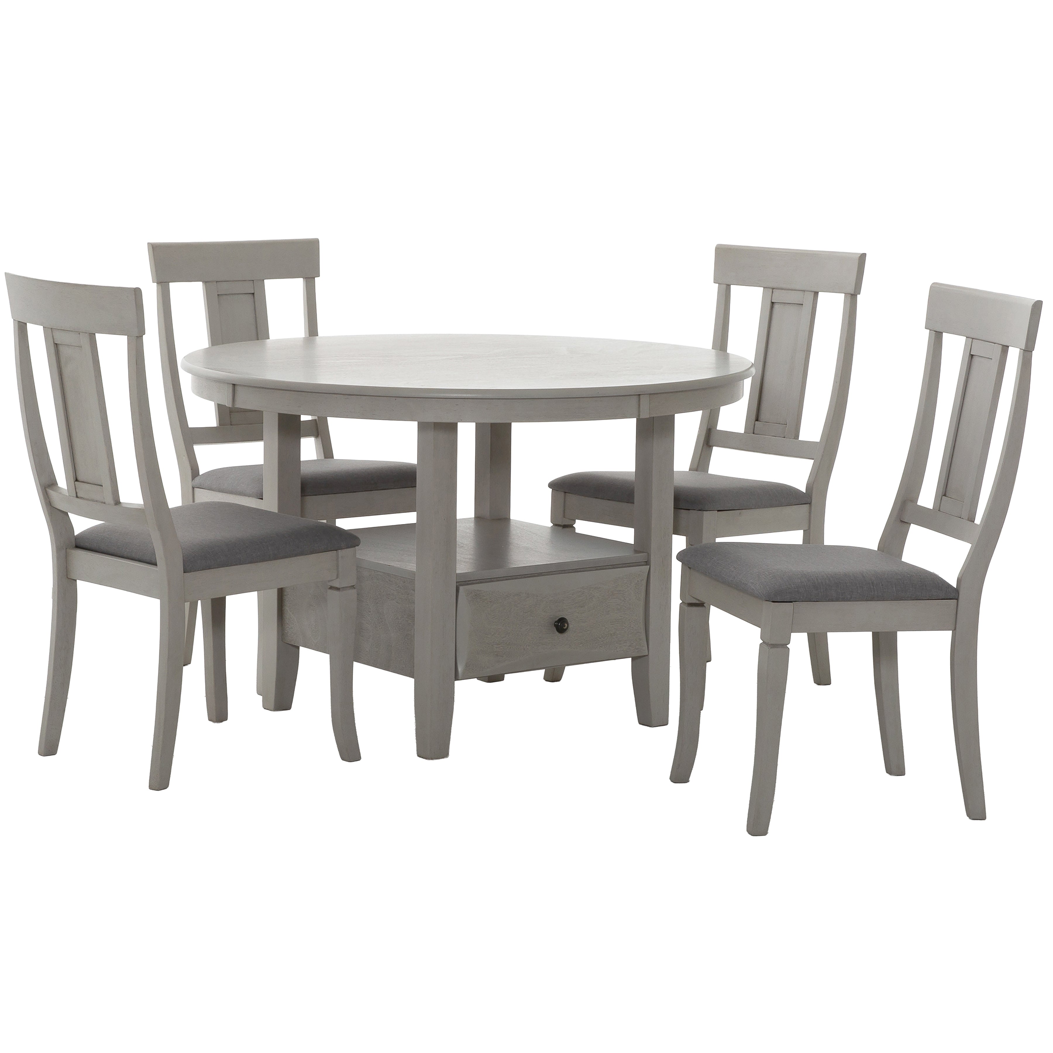 4600 Grey 5-Piece Round Pedestal Dining Set - 47" Table