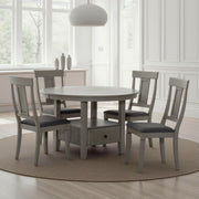 4600 Grey 5-Piece Round Pedestal Dining Set - 47" Table