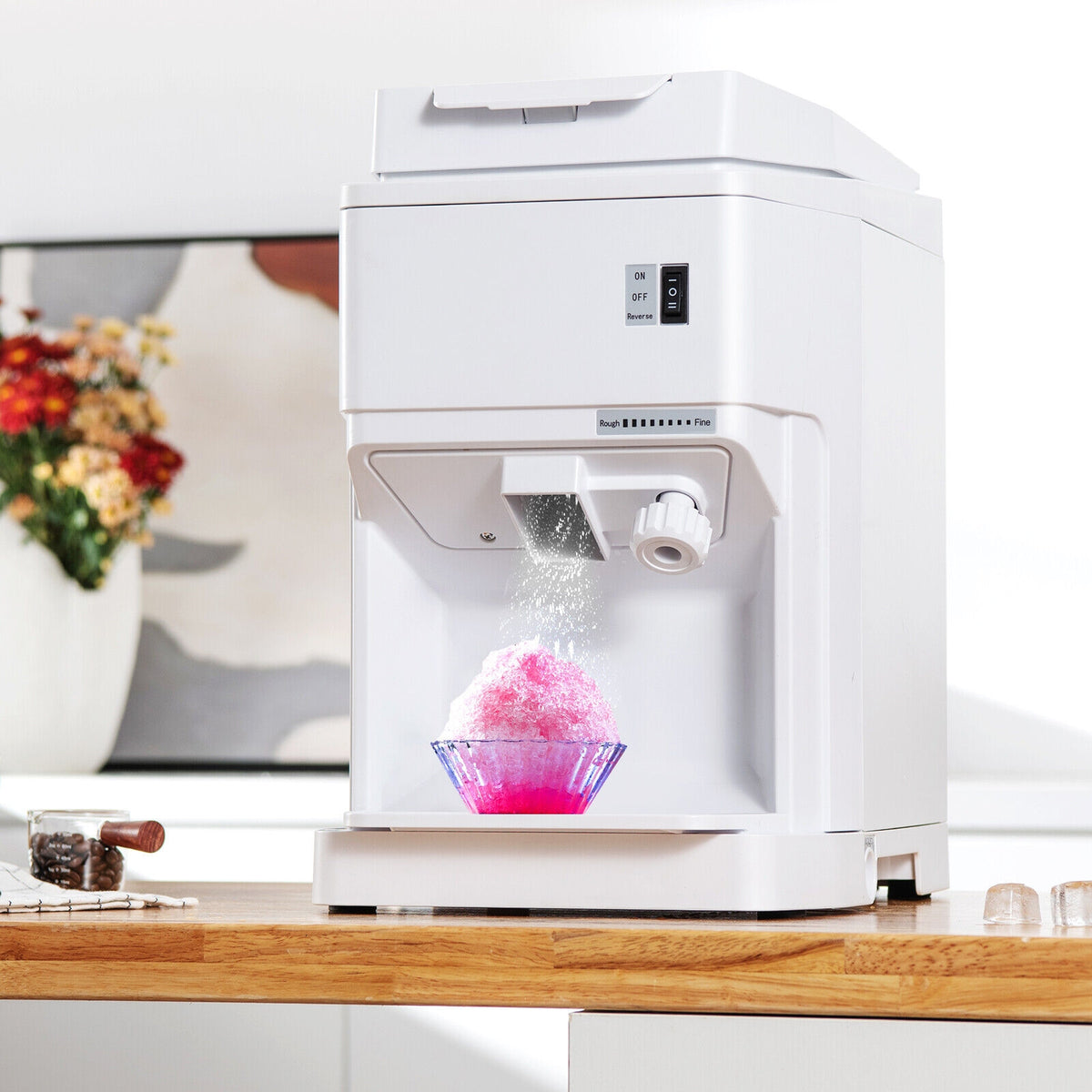460W Snow Cone Maker Machine Shaver Adjustable-White-Ice Crushers & Shavers-DECOROLALA