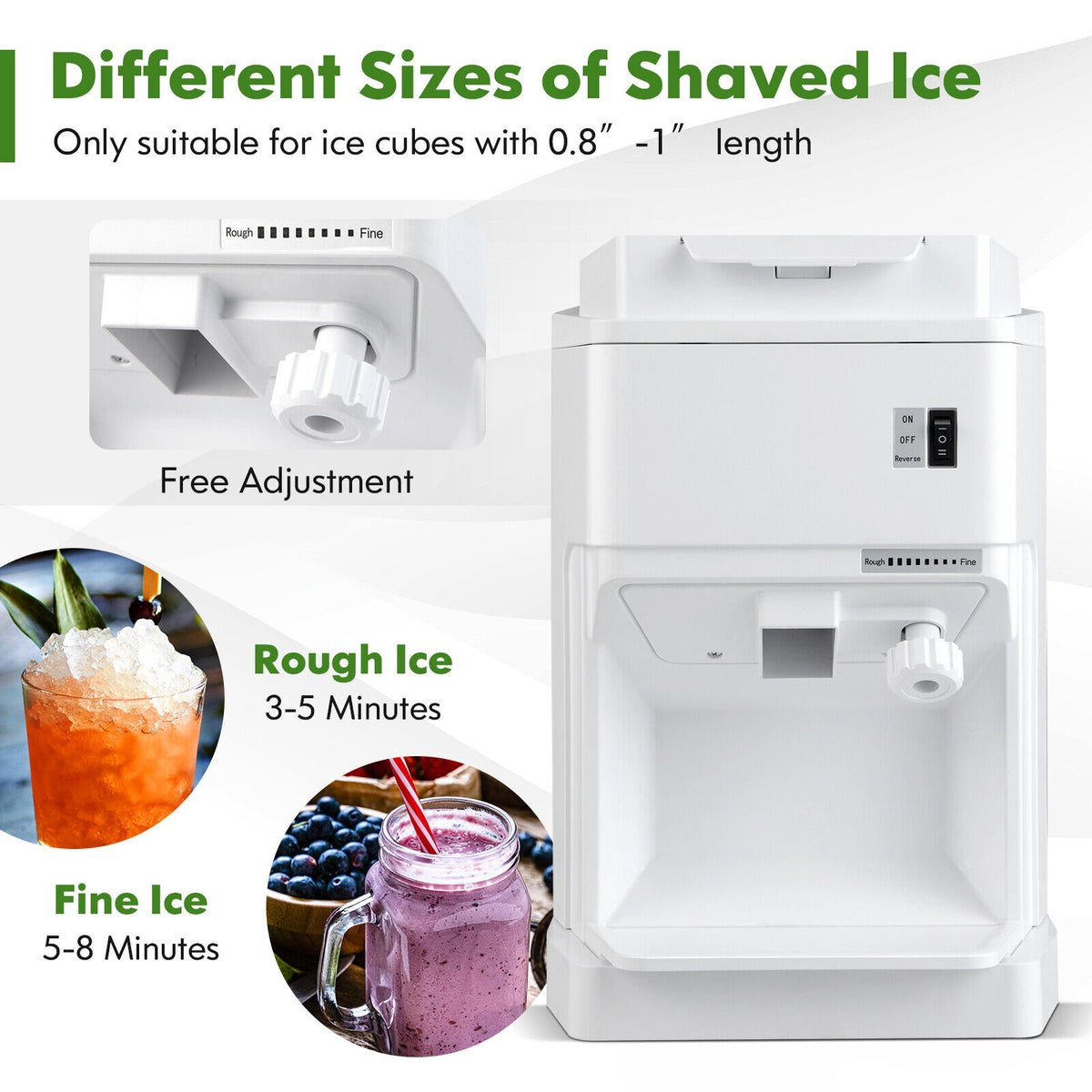 460W Snow Cone Maker Machine Shaver Adjustable-White-Ice Crushers & Shavers-DECOROLALA