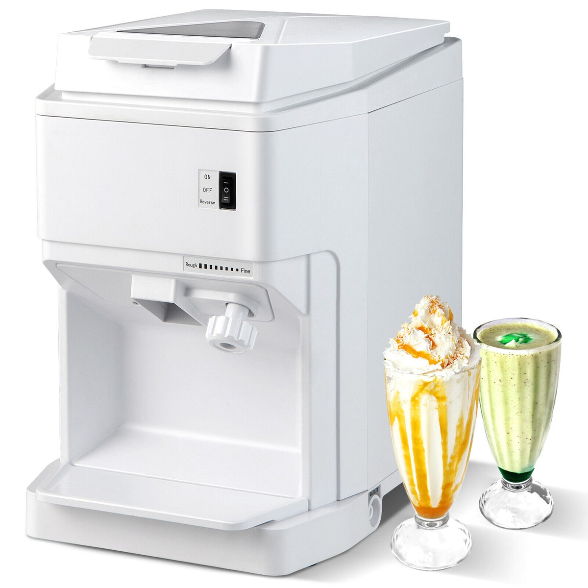460W Snow Cone Maker Machine Shaver Adjustable-White-Ice Crushers & Shavers-DECOROLALA