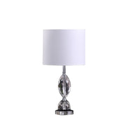 24" Silver Crystal Standard Table Lamp With White Shade-Table Lamps-DECOROLALA