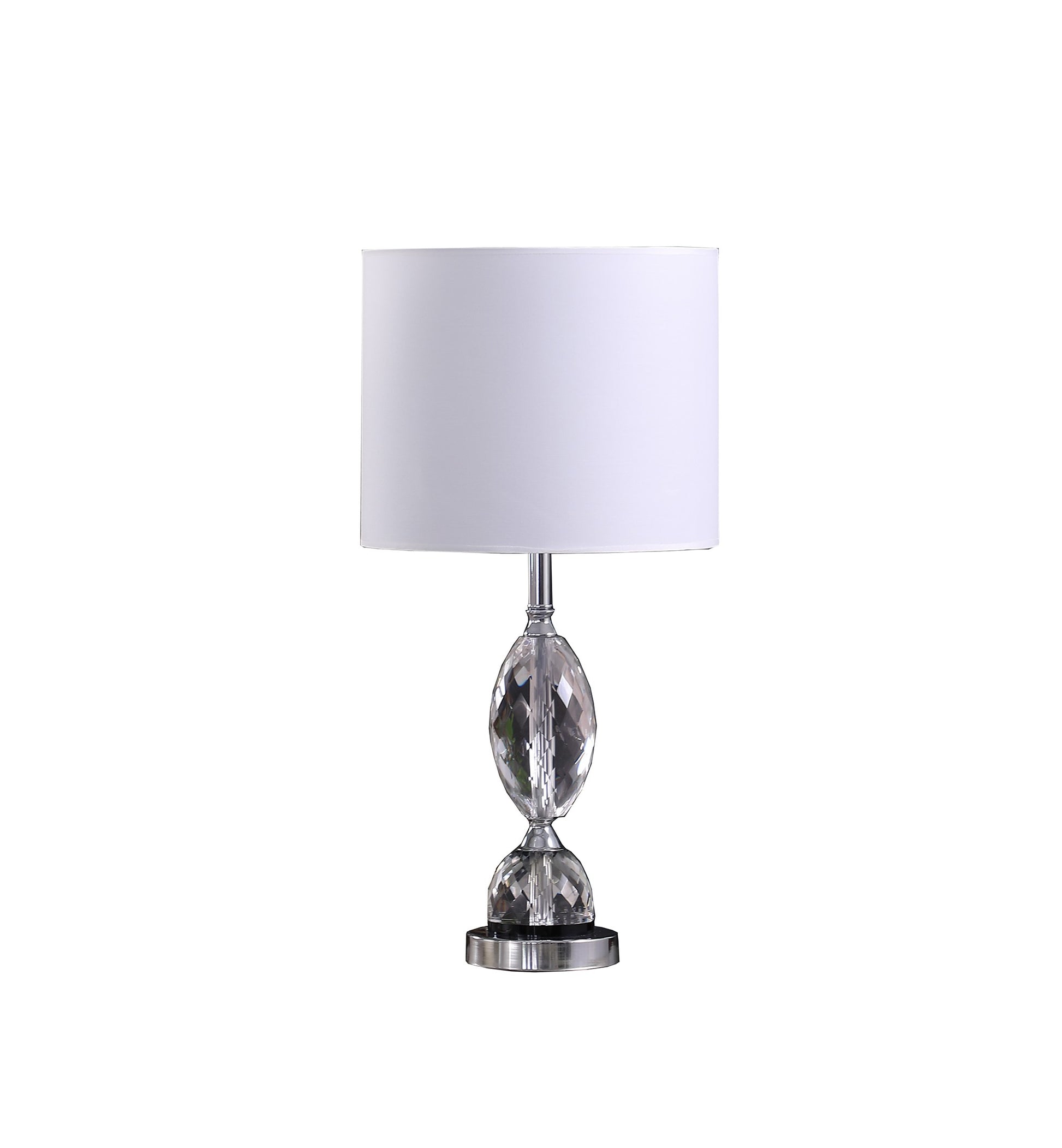 24" Silver Crystal Standard Table Lamp With White Shade-Table Lamps-DECOROLALA