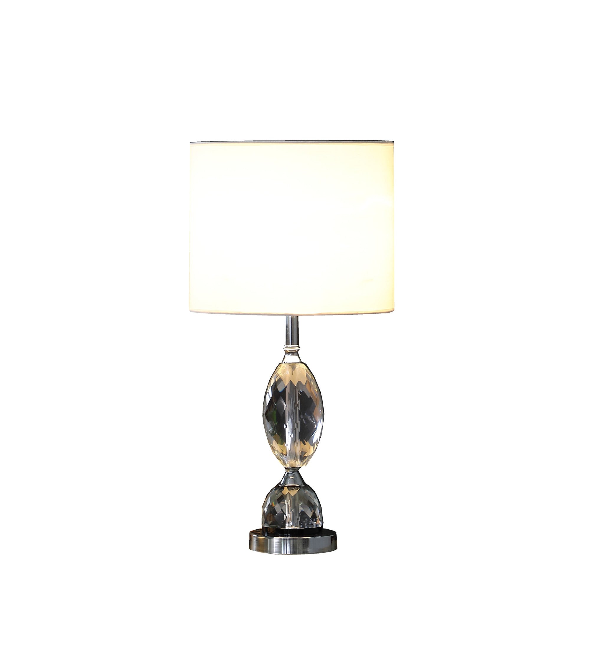 24" Silver Crystal Standard Table Lamp With White Shade-Table Lamps-DECOROLALA