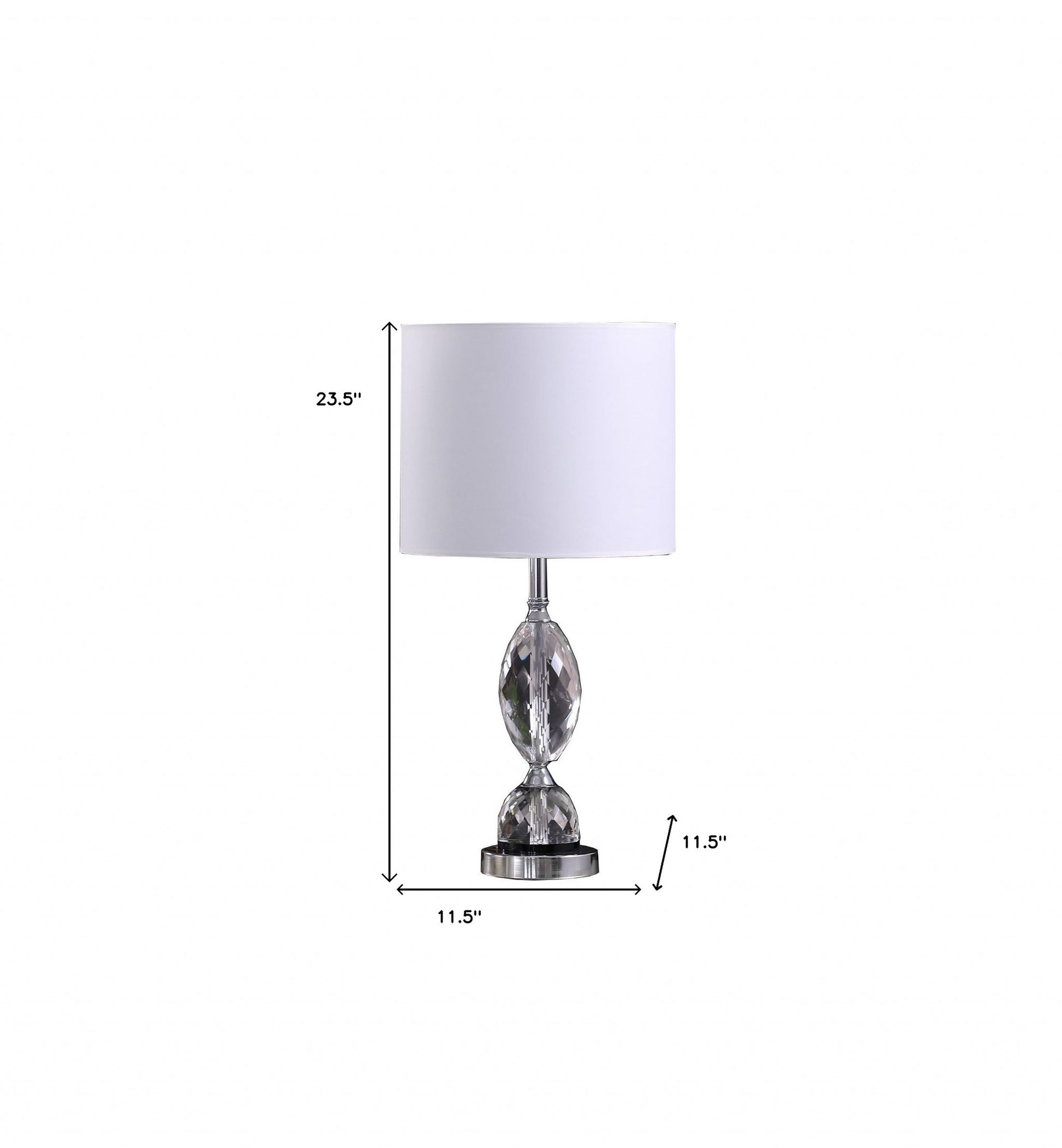24" Silver Crystal Standard Table Lamp With White Shade-Table Lamps-DECOROLALA