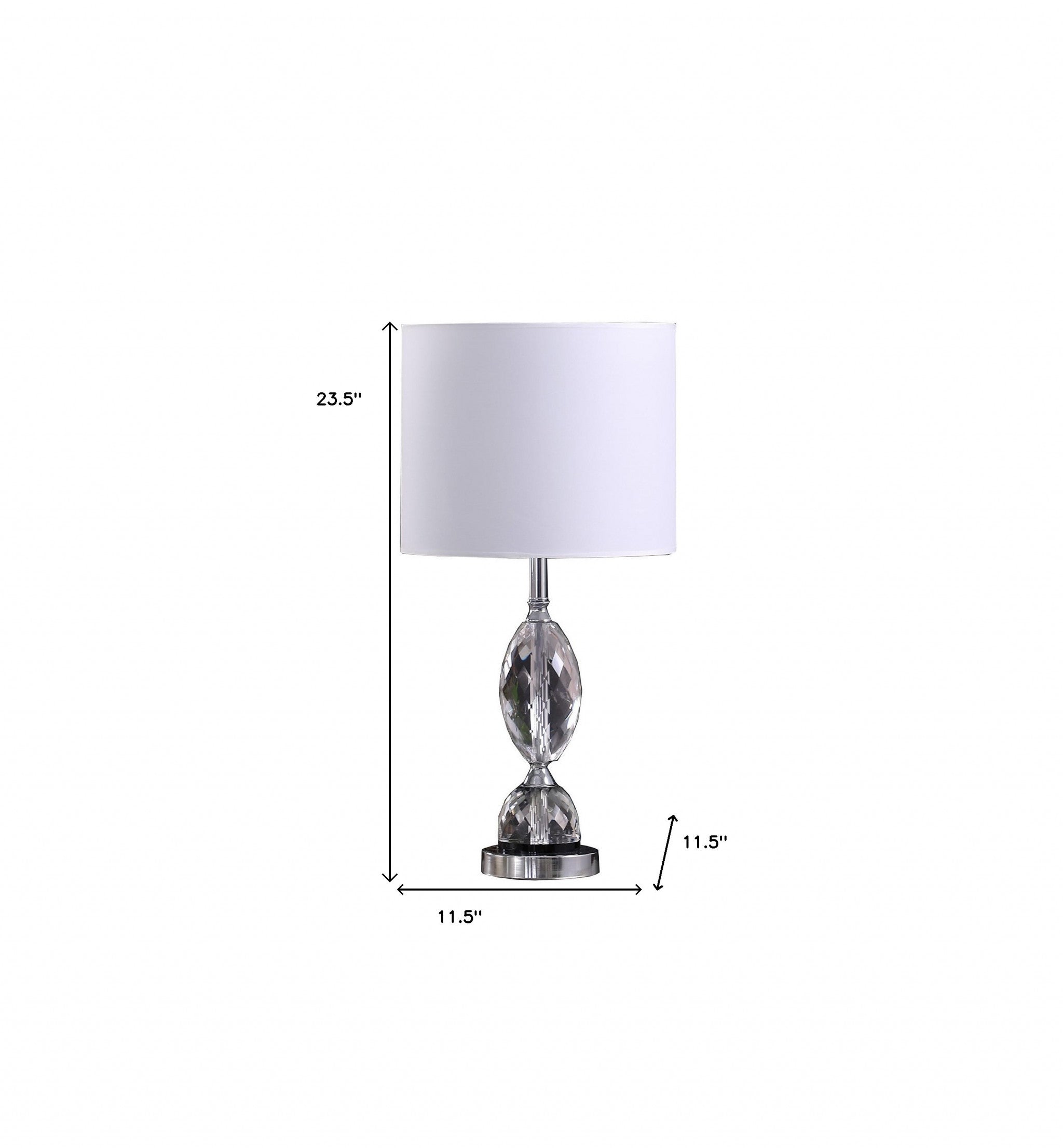 24" Silver Crystal Standard Table Lamp With White Shade-Table Lamps-DECOROLALA