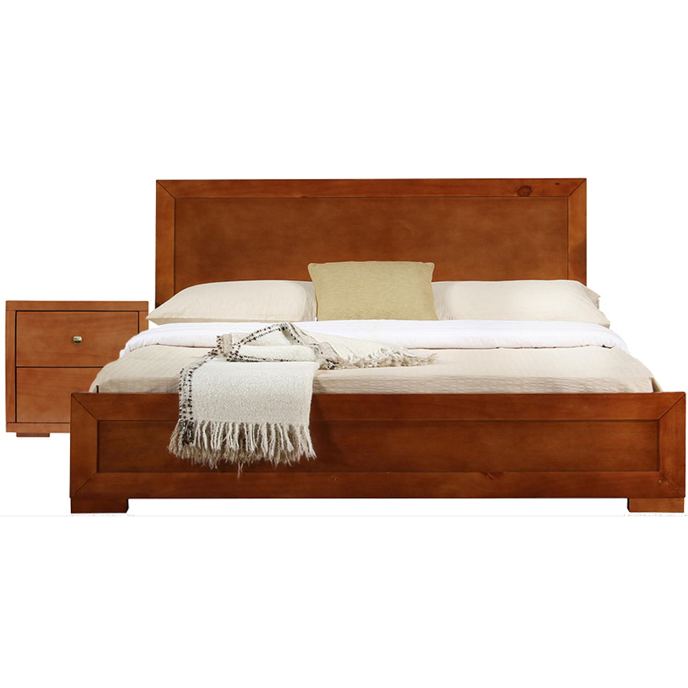 Two Piece Dark Red Solid and Manufactured Wood Bedroom Set-Bedroom Furniture Sets-DECOROLALA