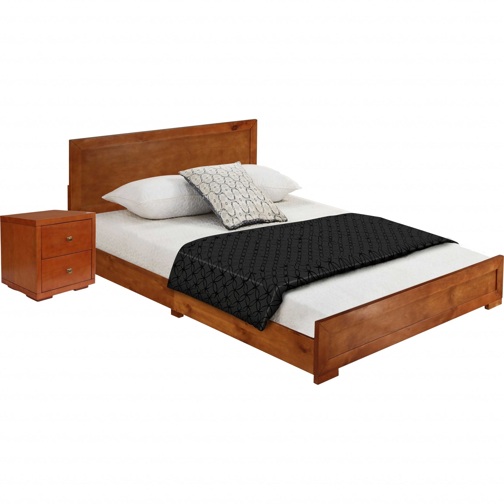 Two Piece Dark Red Solid and Manufactured Wood Bedroom Set-Bedroom Furniture Sets-DECOROLALA