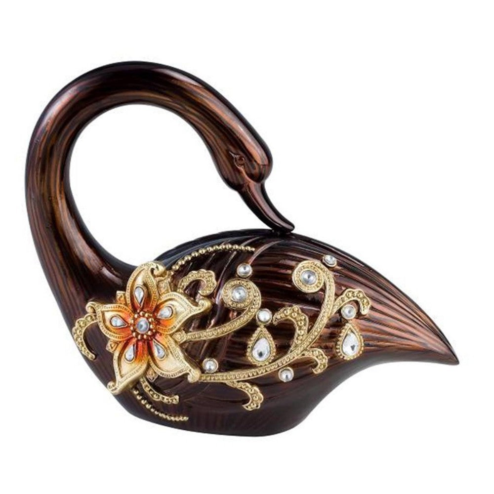 10" Bronze And Gold Polyresin Dove Statue Sculpture-Sculptures-DECOROLALA
