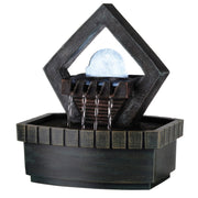 10" Brown Polyresin Geo and Pebbles Tabletop Fountain with LED Light-Sculptures-DECOROLALA