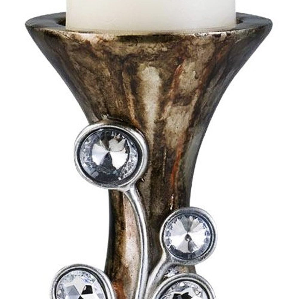 20" Ornate Faux Crystal Tabletop Pillar Candle Holder-Candle Holders-DECOROLALA