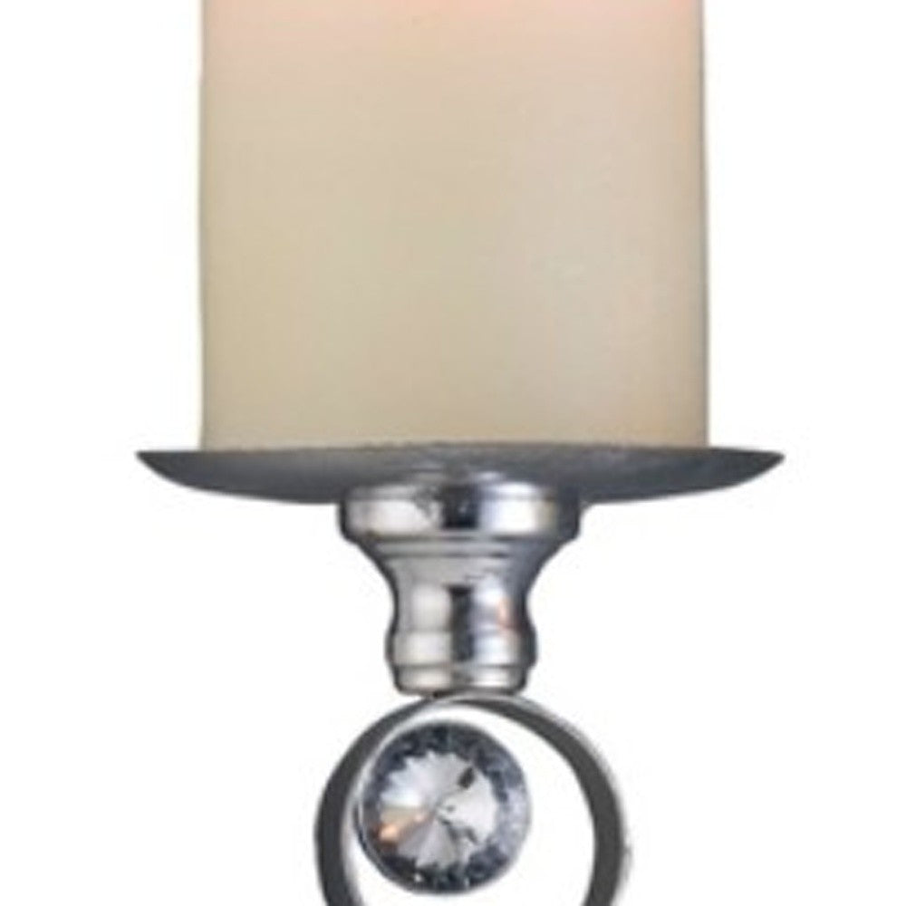 Set Of Two Silver and Blue Bling Tabletop Pillar Candle Holders-Candle Holders-DECOROLALA
