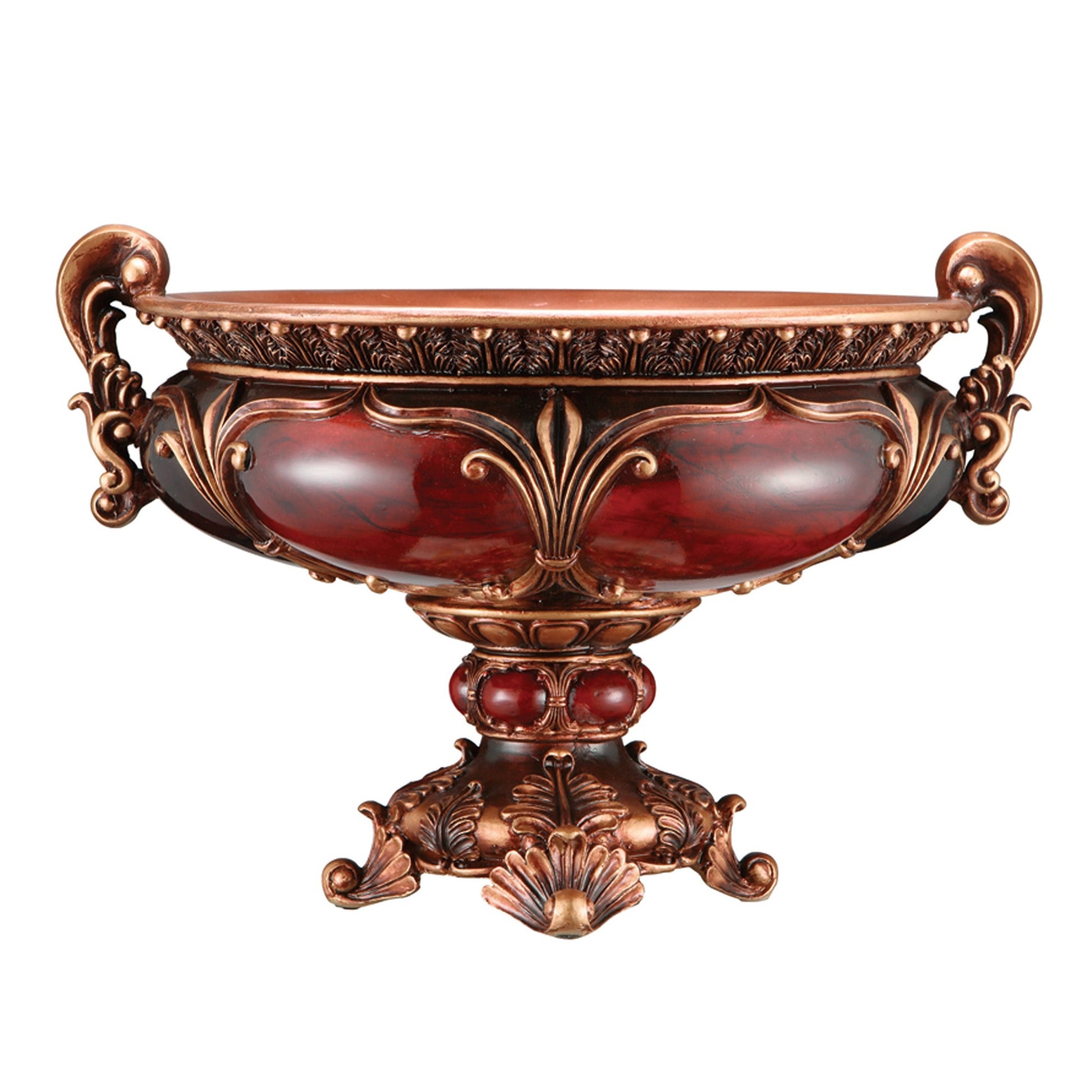 10" Brown And Gold Polyresin Decorative Bowl-Sculptures-DECOROLALA