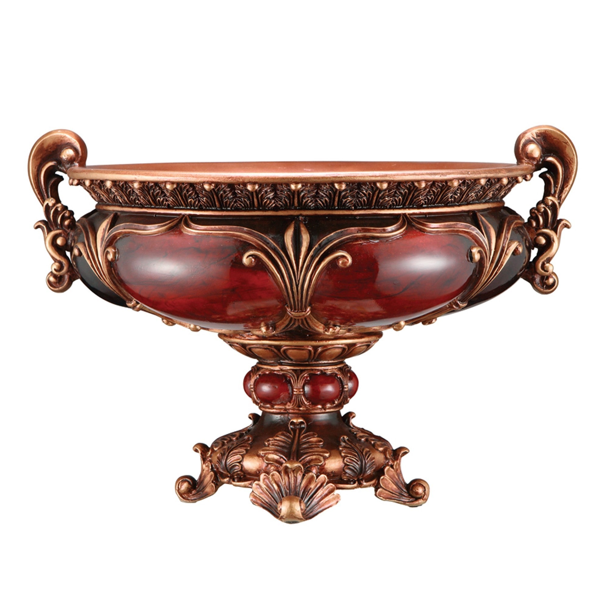 10" Brown And Gold Polyresin Decorative Bowl-Sculptures-DECOROLALA