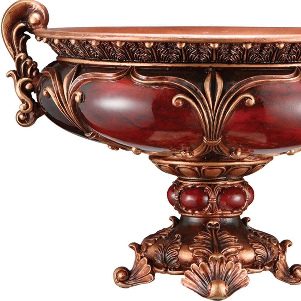 10" Brown And Gold Polyresin Decorative Bowl-Sculptures-DECOROLALA