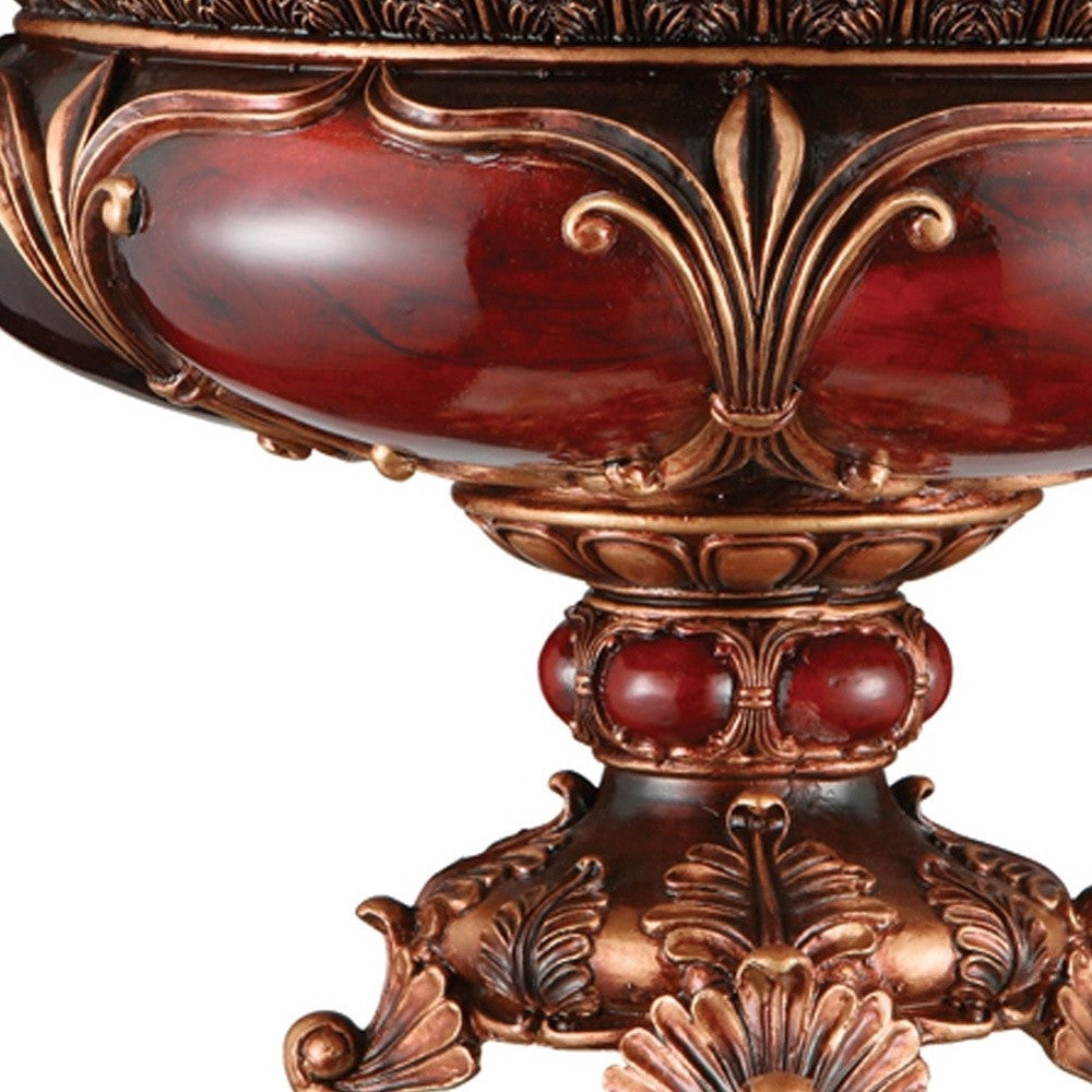 10" Brown And Gold Polyresin Decorative Bowl-Sculptures-DECOROLALA