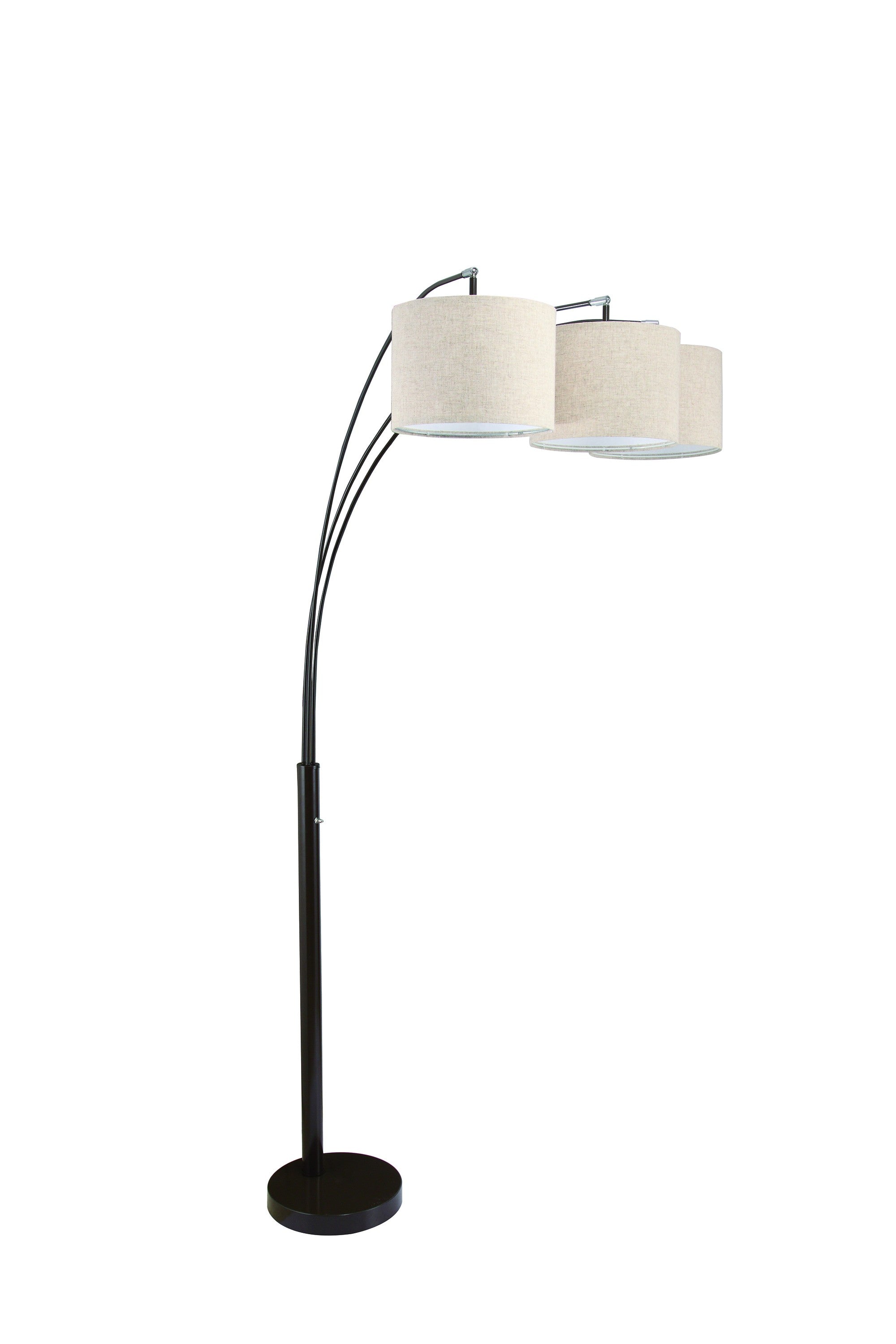 84" Beige And Espresso Brown Three Lights Tree Floor Lamp With Beige Drum Shade-Floor Lamps-DECOROLALA