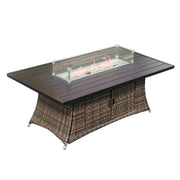 Brown Wicker Outdoor Patio Gas Fire Pit Table-0