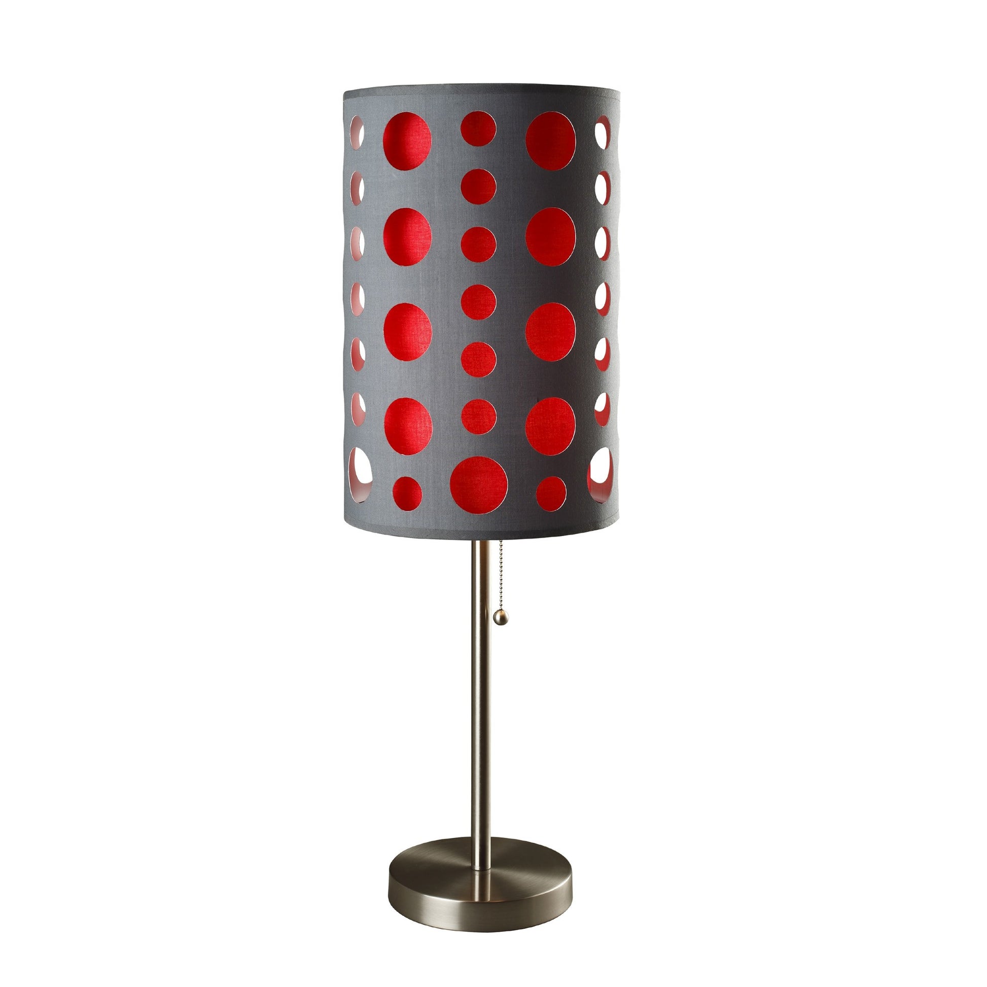 33" Gray and Red Mod Dot Novelty Table Lamp-Table Lamps-DECOROLALA