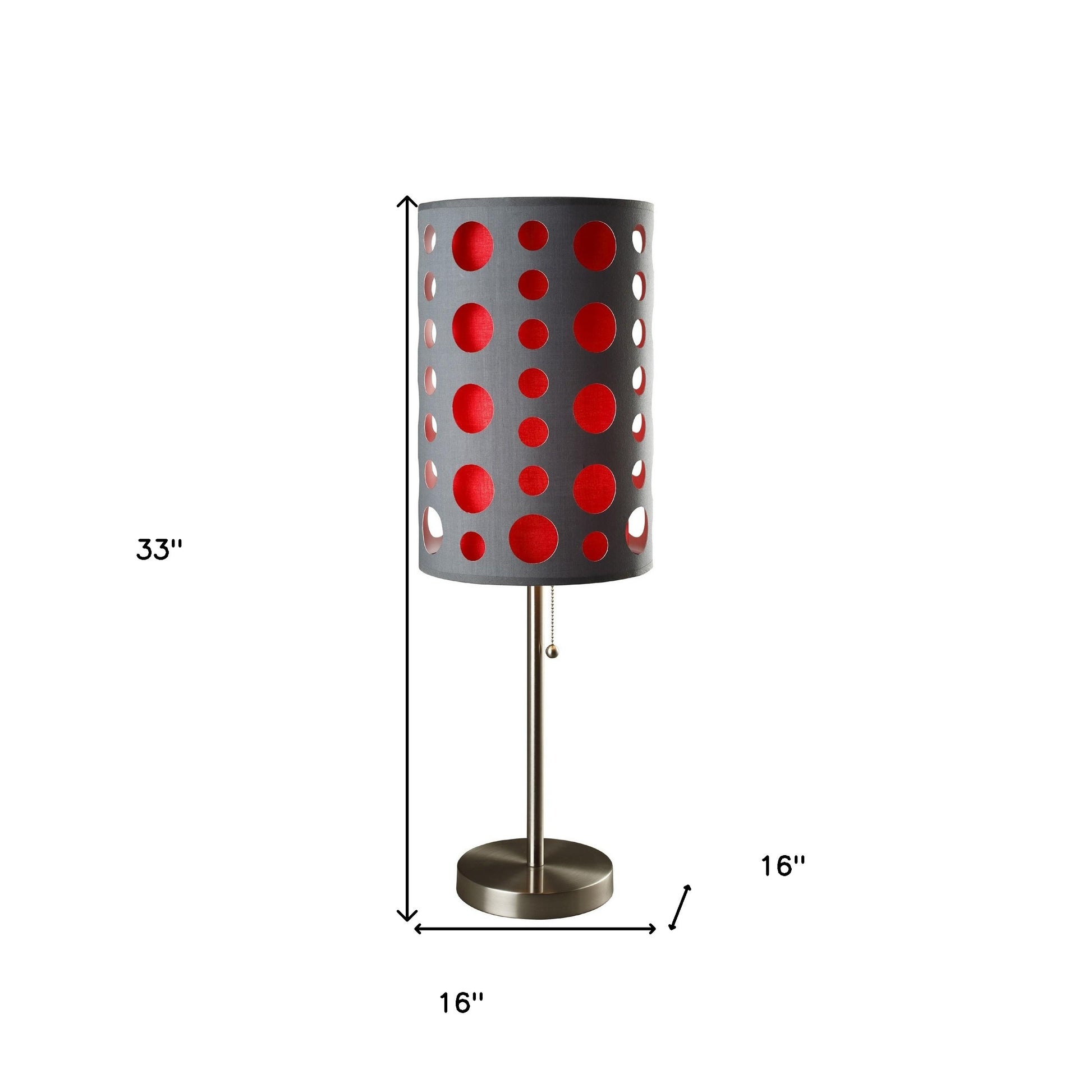 33" Gray and Red Mod Dot Novelty Table Lamp-Table Lamps-DECOROLALA