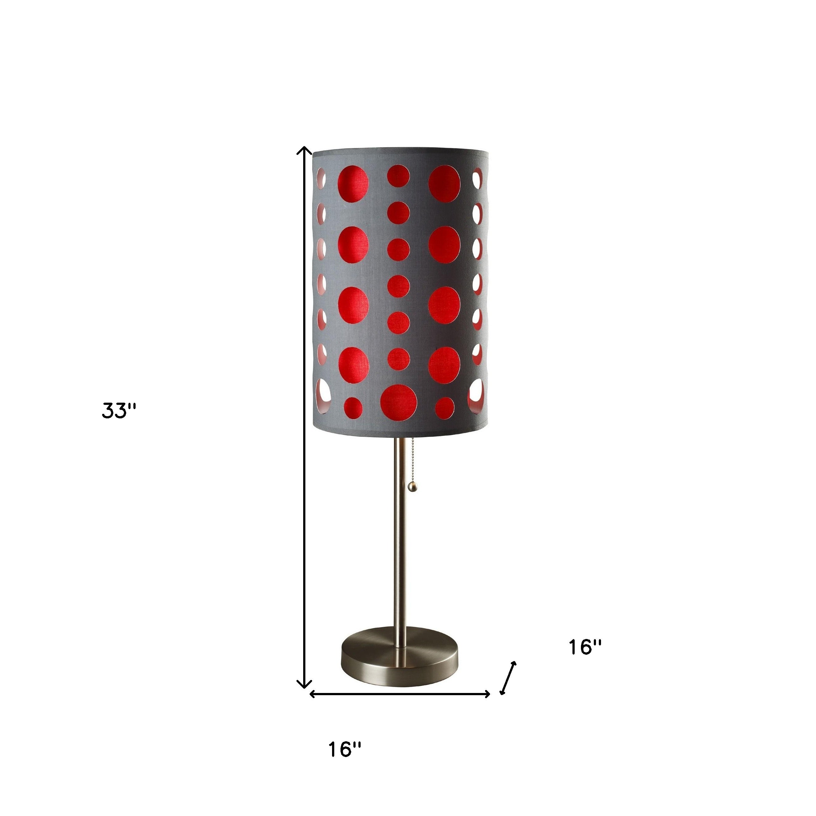 33" Gray and Red Mod Dot Novelty Table Lamp-Table Lamps-DECOROLALA