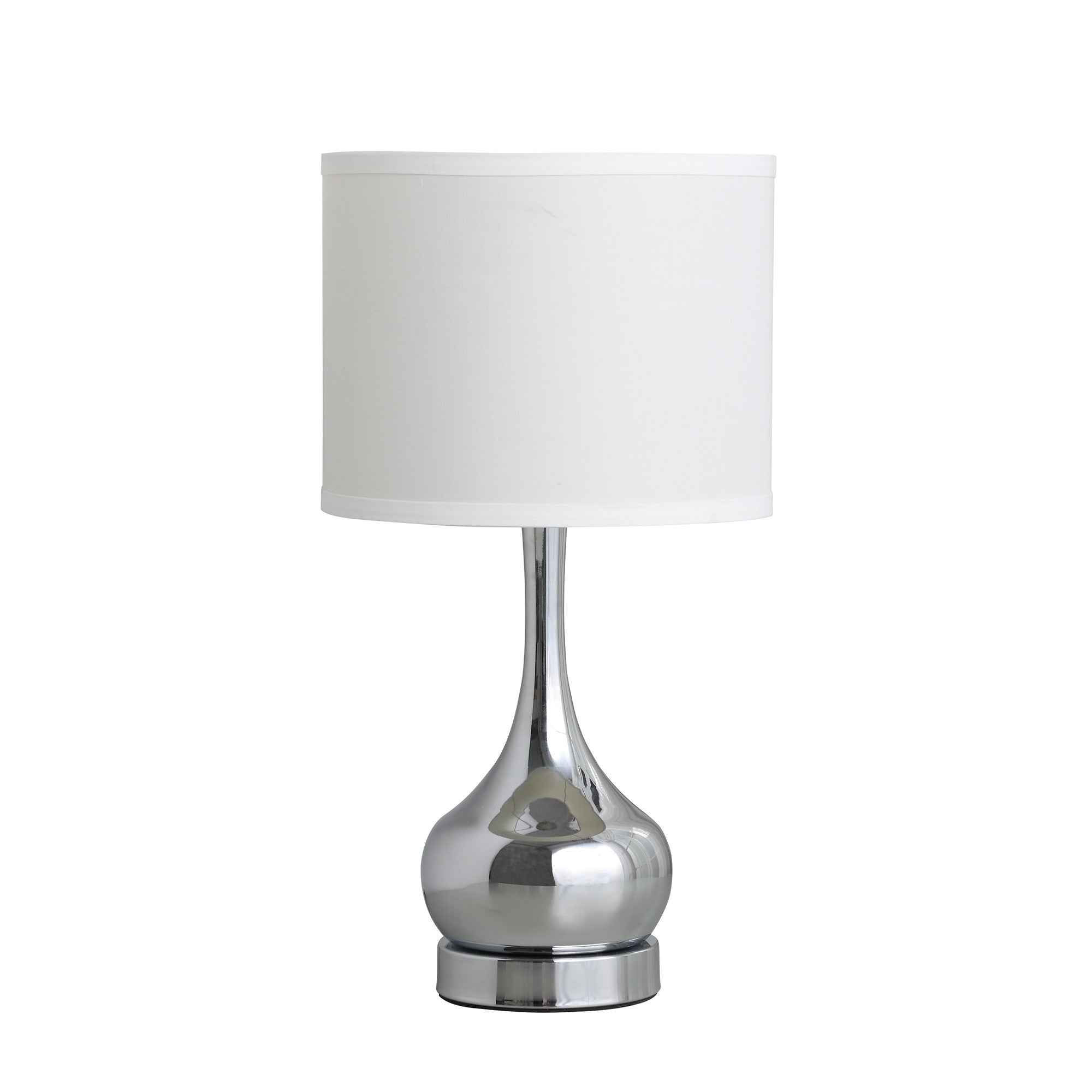 19" Silver Bedside Table Lamp With White Drum Shade-Table Lamps-DECOROLALA