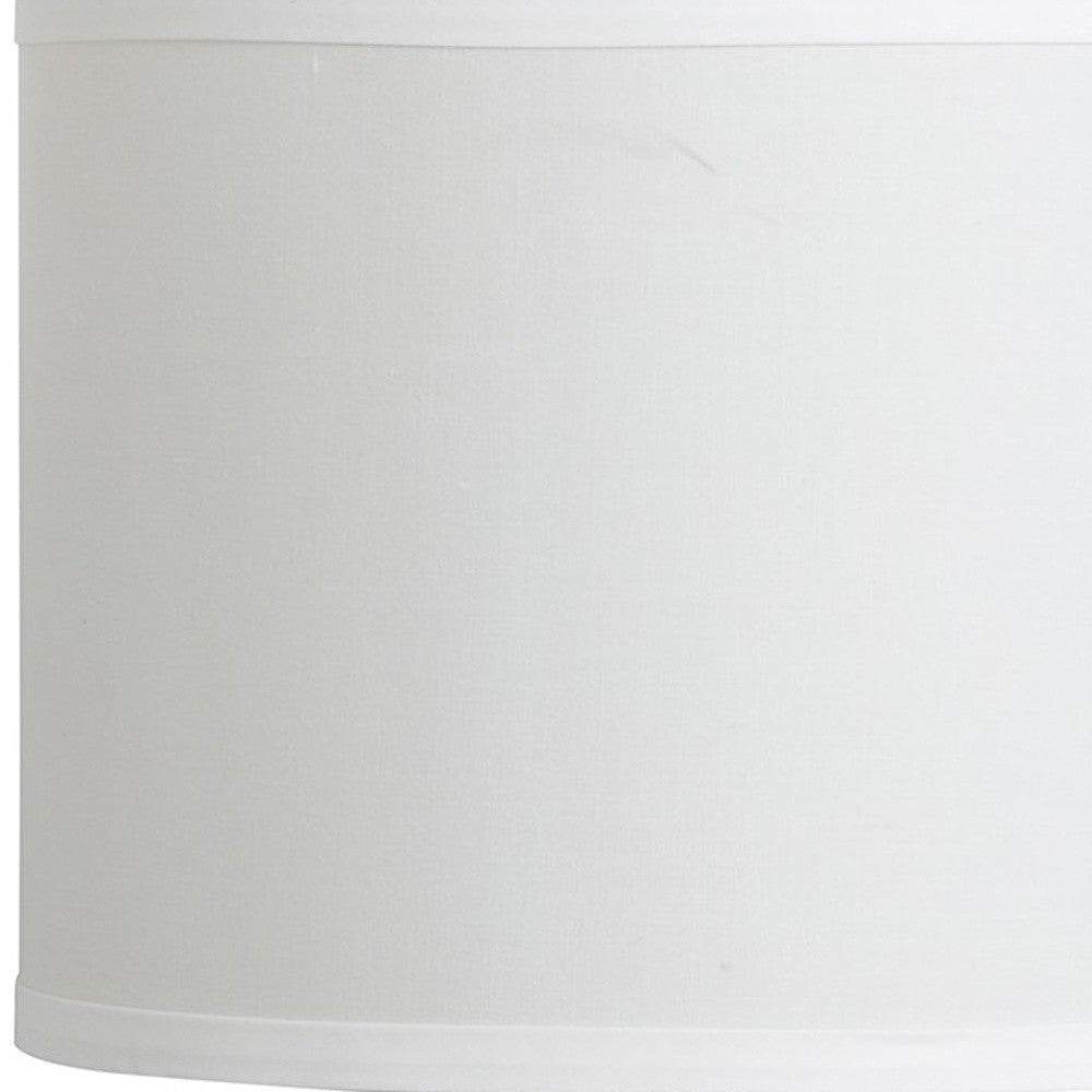 19" Silver Bedside Table Lamp With White Drum Shade-Table Lamps-DECOROLALA