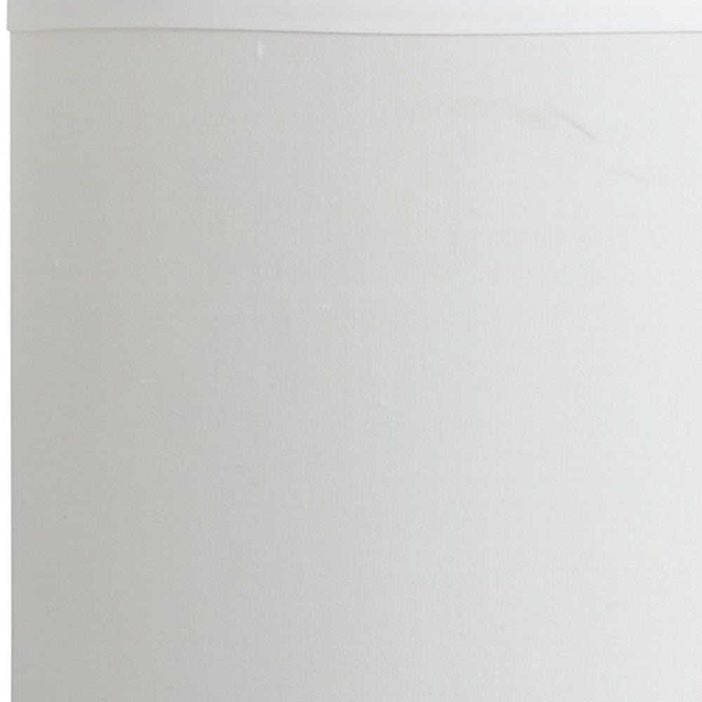 19" Silver Bedside Table Lamp With White Drum Shade-Table Lamps-DECOROLALA