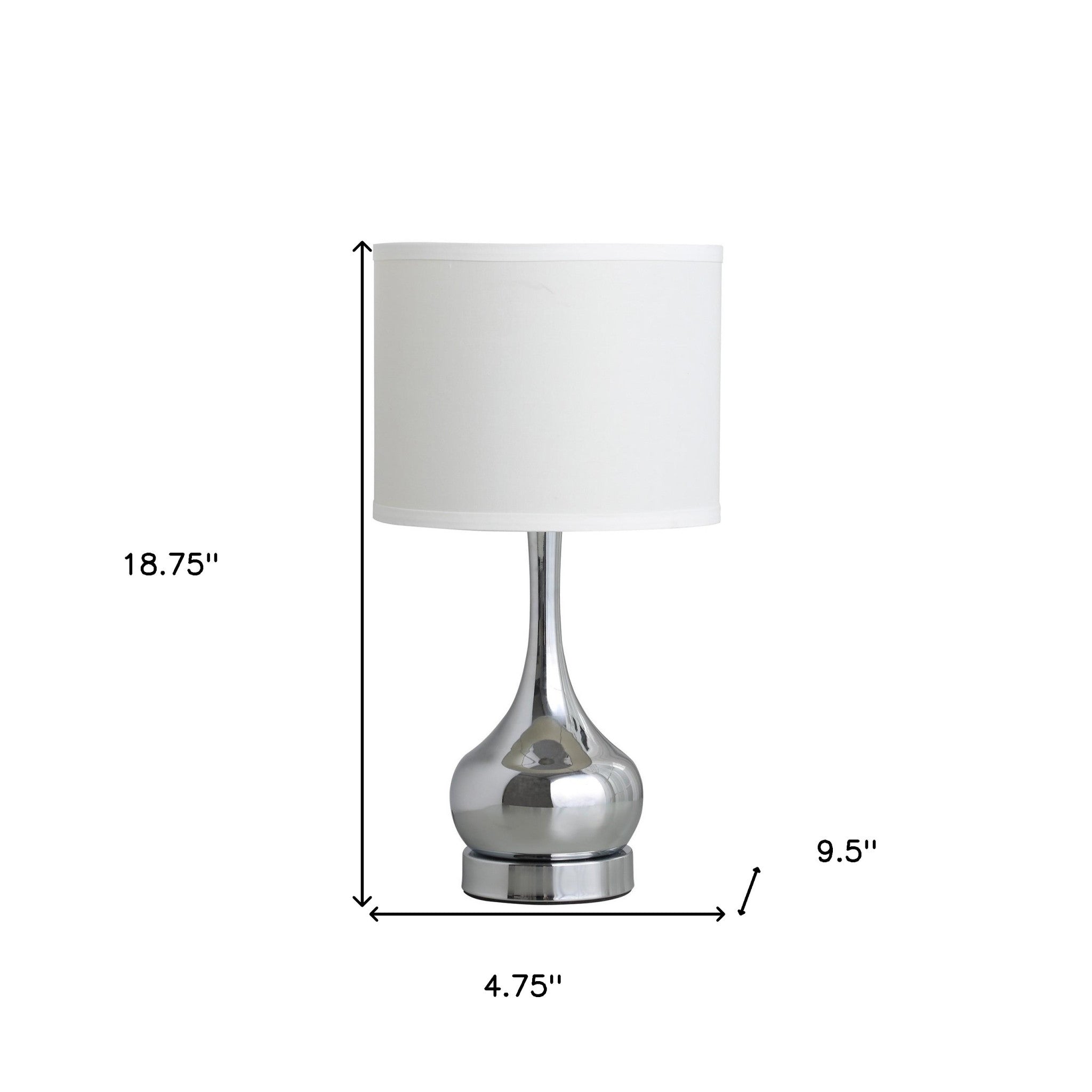 19" Silver Bedside Table Lamp With White Drum Shade-Table Lamps-DECOROLALA