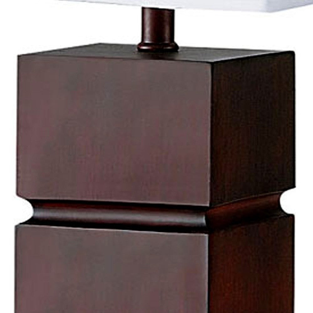 27" Brown Bedside Table Lamp With White Shade-Table Lamps-DECOROLALA