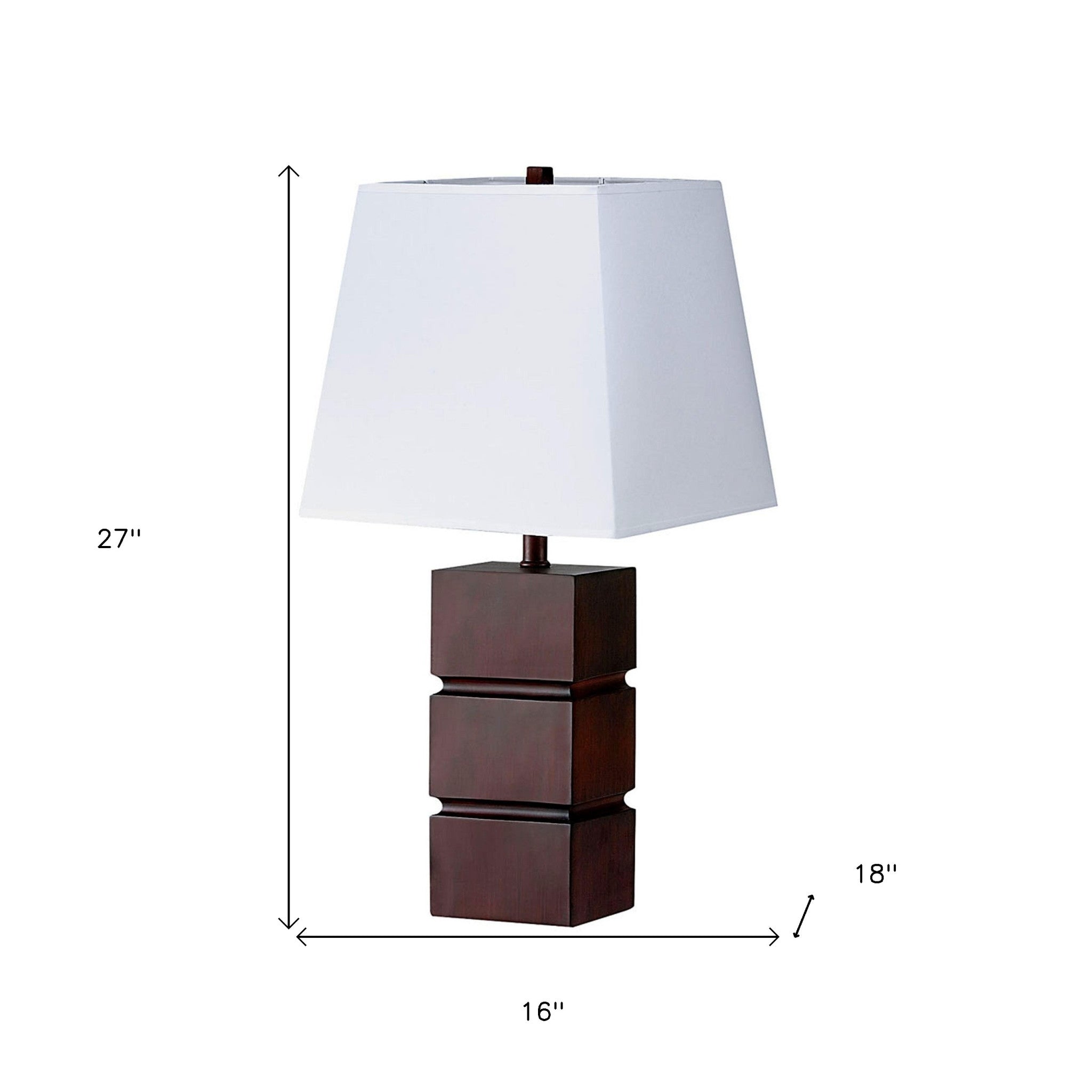 27" Brown Bedside Table Lamp With White Shade-Table Lamps-DECOROLALA