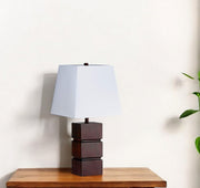 27" Brown Bedside Table Lamp With White Shade-Table Lamps-DECOROLALA