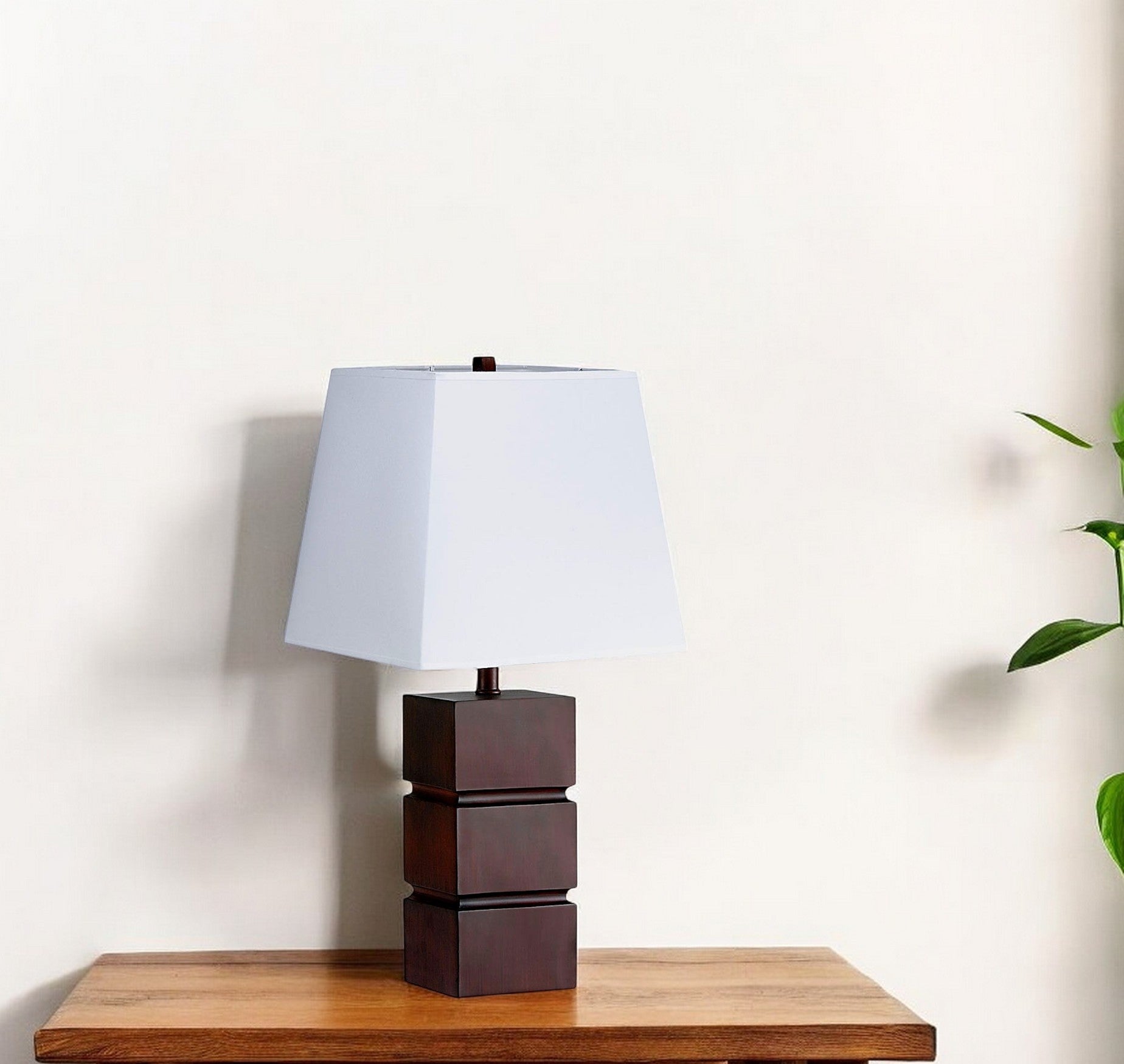 27" Brown Bedside Table Lamp With White Shade-Table Lamps-DECOROLALA