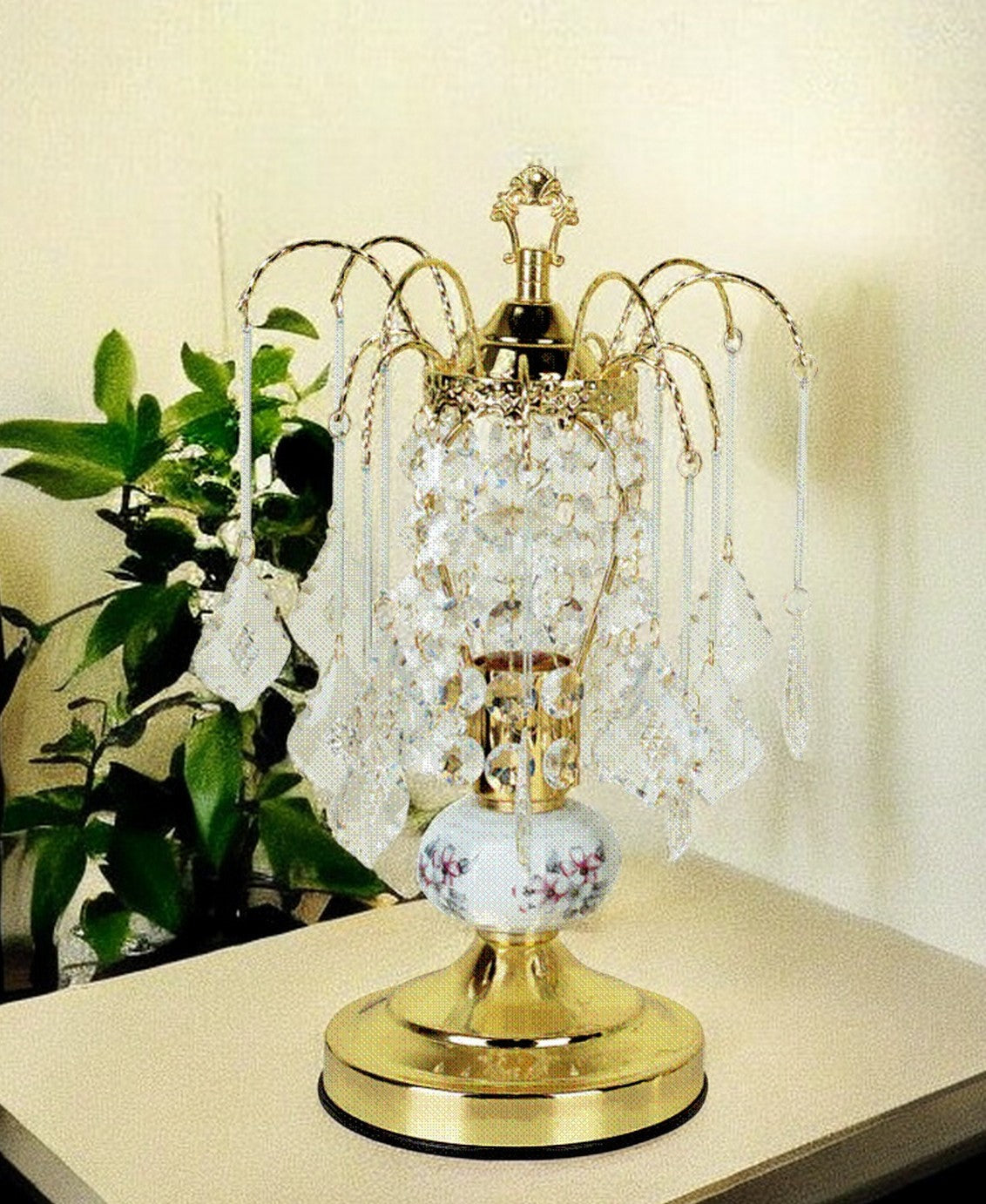 15" Gold Ceramic Bedside Table Lamp-Table Lamps-DECOROLALA