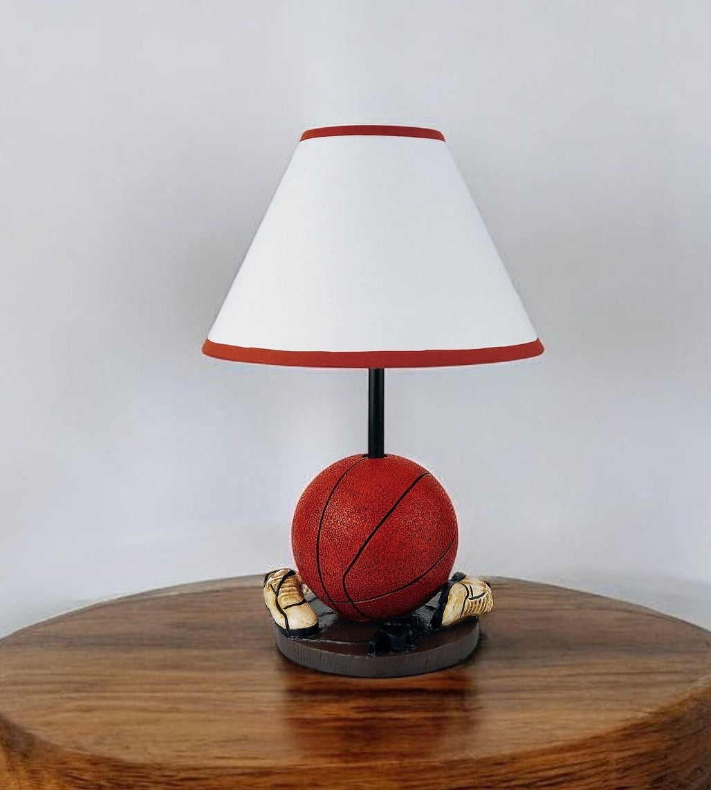 15" Orange Bedside Table Lamp With White Shade-Table Lamps-DECOROLALA