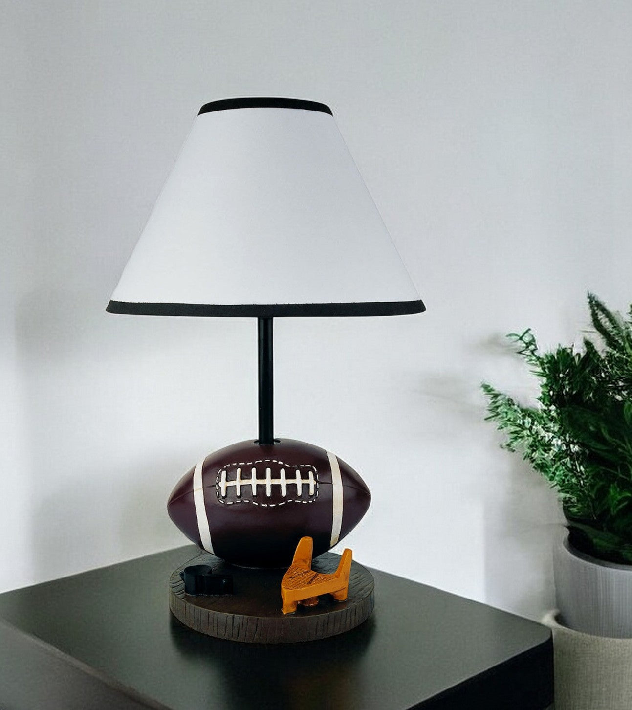 15" Brown Bedside Table Lamp With White Shade-Table Lamps-DECOROLALA