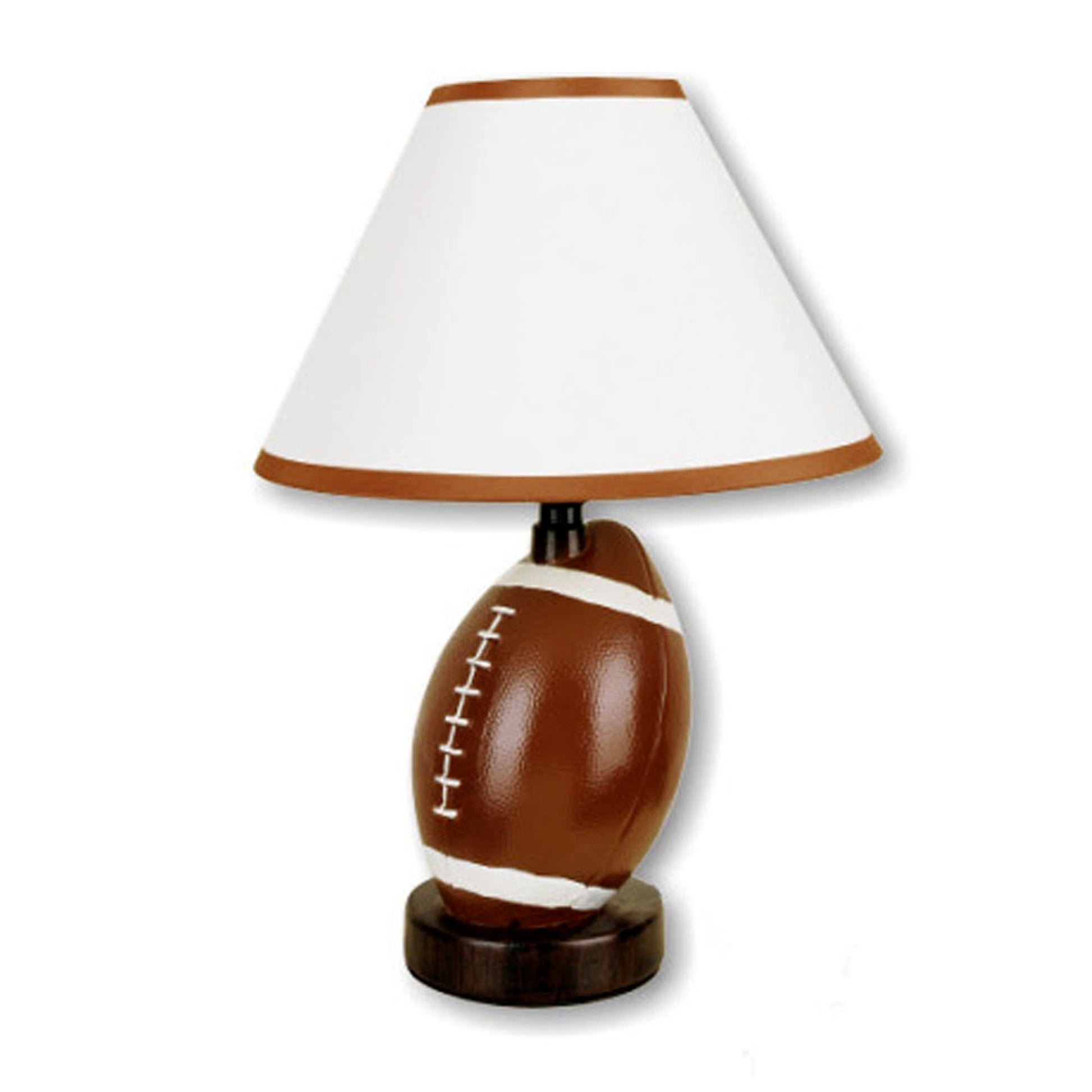 14" Brown Ceramic Novelty Bedside Lamp With Brown And White Empire Shade-Table Lamps-DECOROLALA