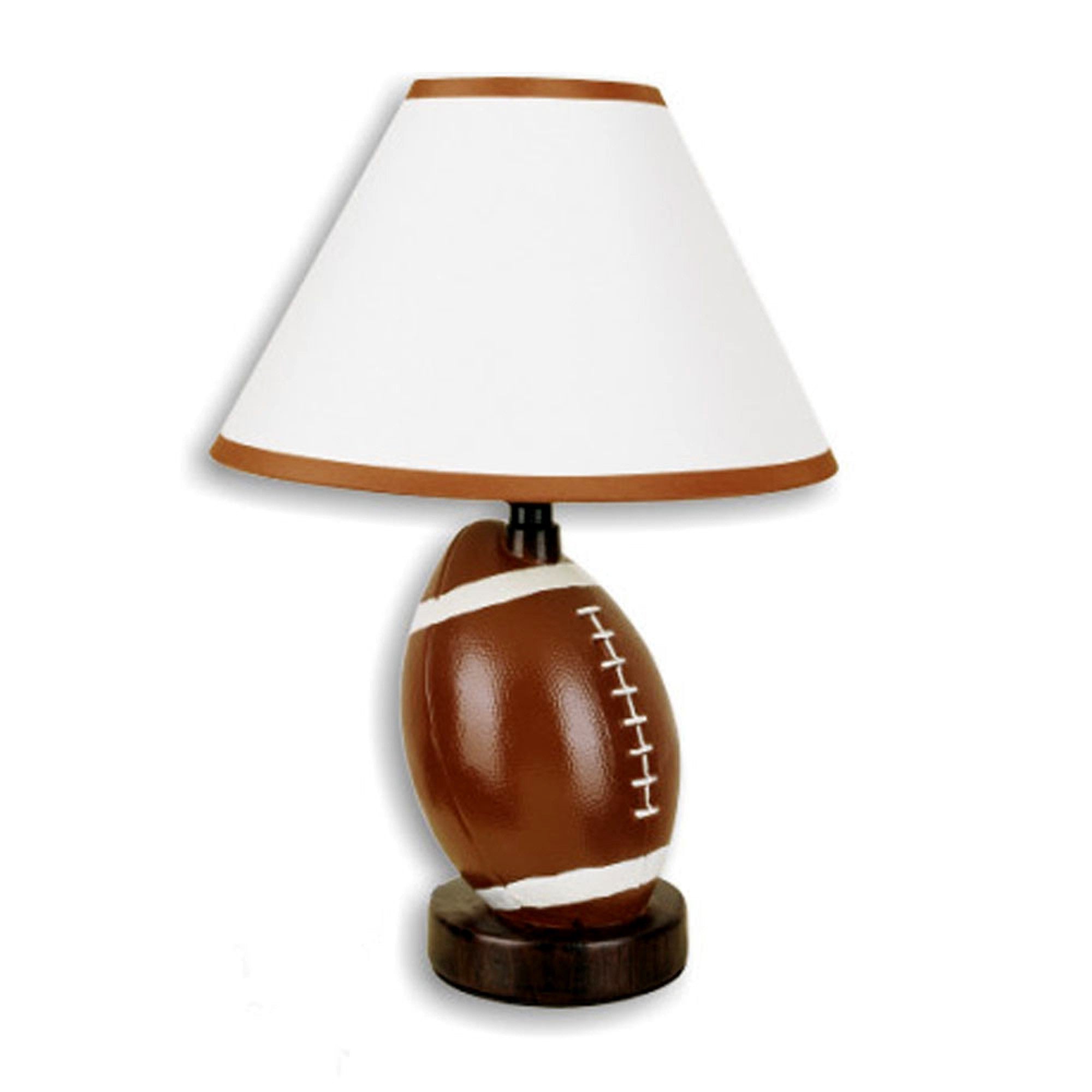 14" Brown Ceramic Novelty Bedside Lamp With Brown And White Empire Shade-Table Lamps-DECOROLALA