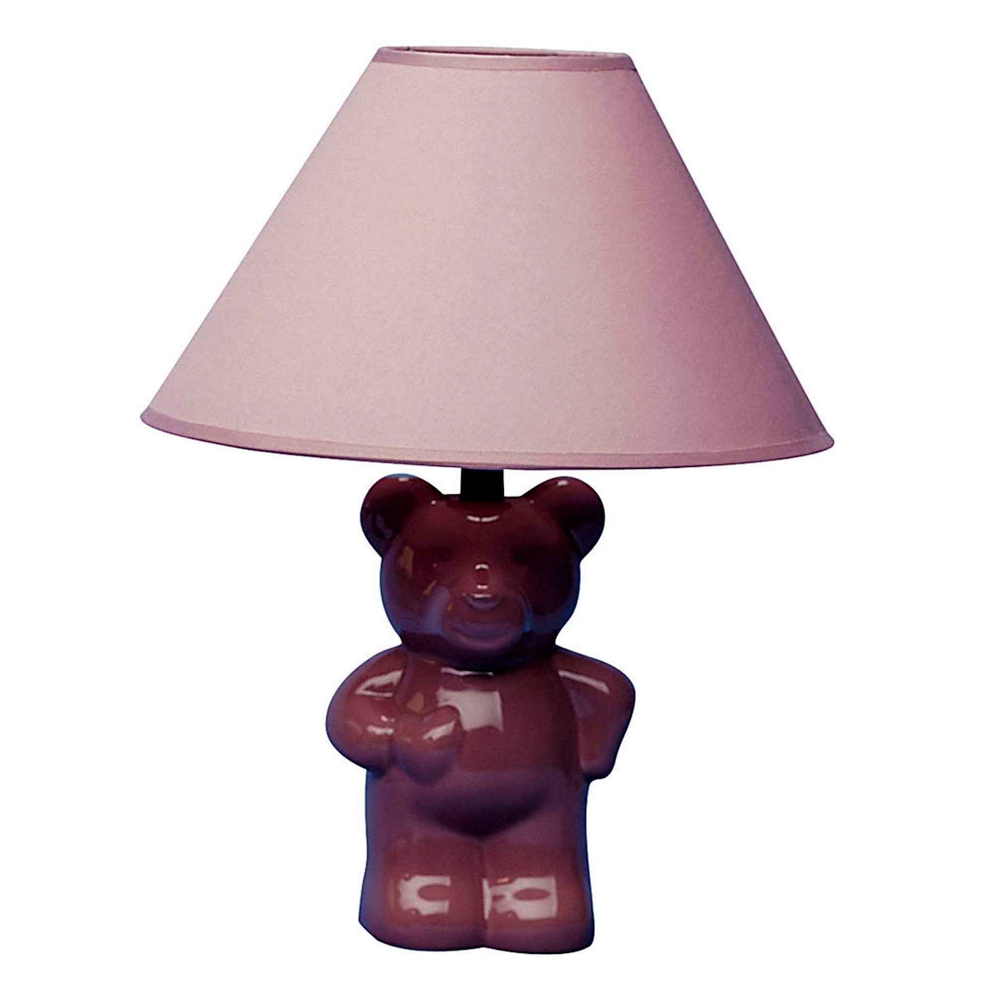 13" Pink Bedside Table Lamp With Pink Empire Shade-Table Lamps-DECOROLALA