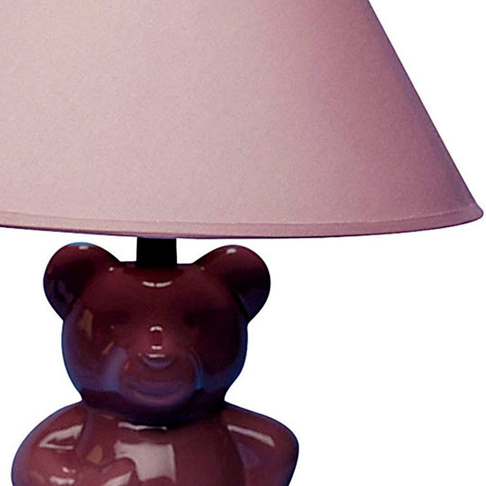 13" Pink Bedside Table Lamp With Pink Empire Shade-Table Lamps-DECOROLALA