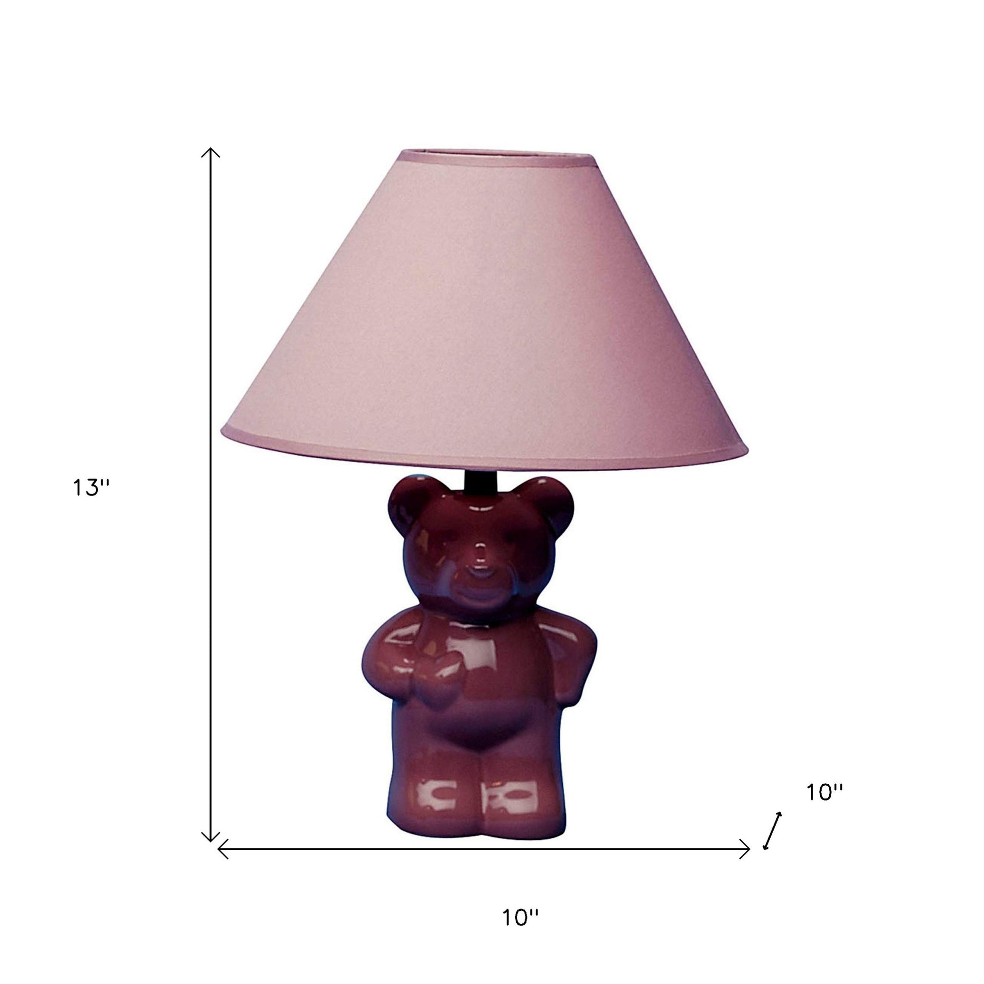 13" Pink Bedside Table Lamp With Pink Empire Shade-Table Lamps-DECOROLALA