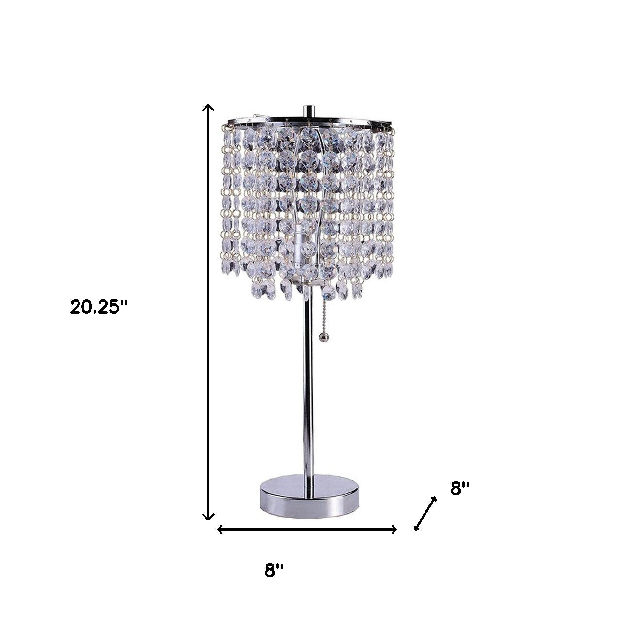 20" Silver Metal Bedside Table Lamp With Clear Drum Shade-Table Lamps-DECOROLALA