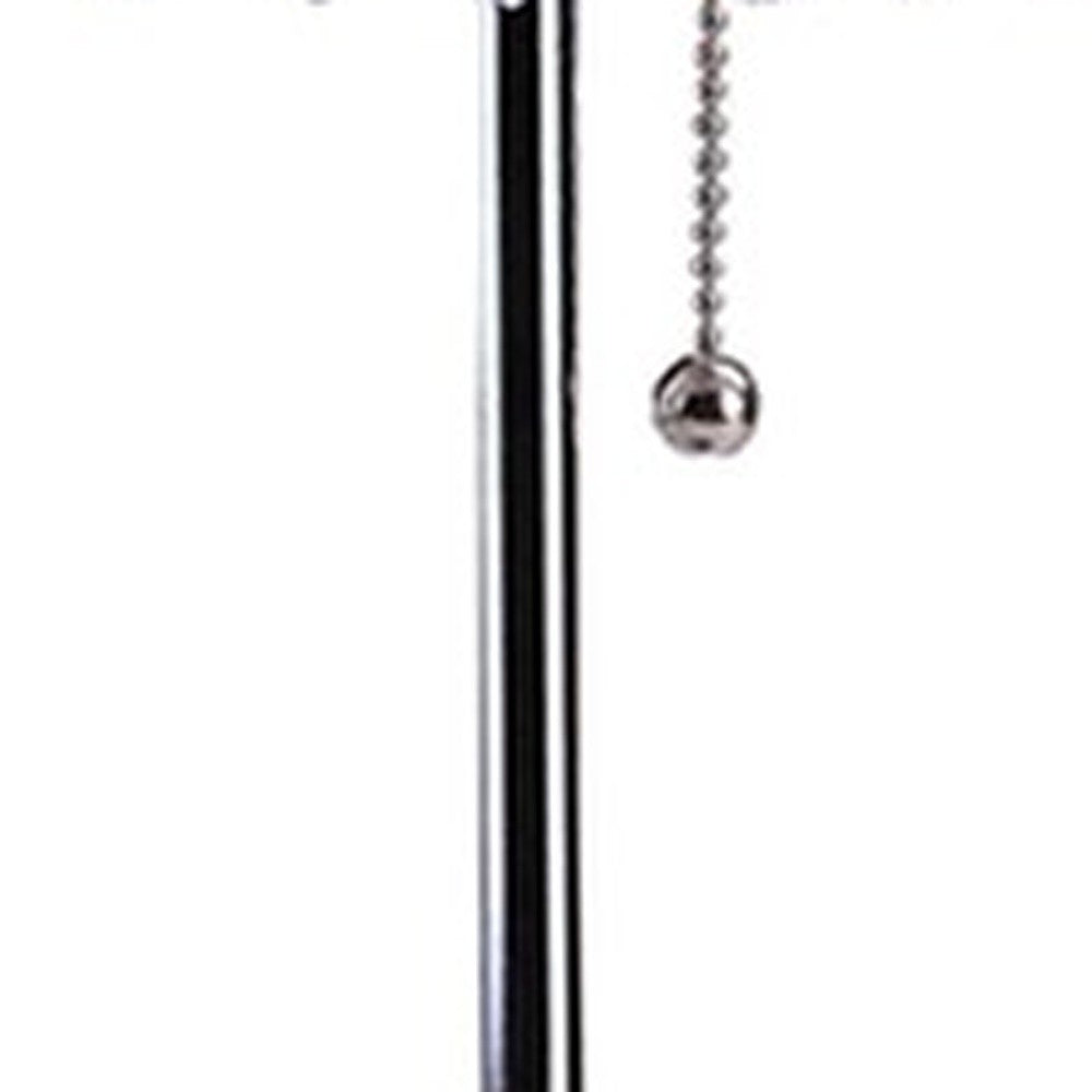 20" Silver Metal Bedside Table Lamp With Clear Drum Shade-Table Lamps-DECOROLALA